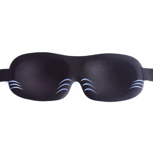 3D black sleep mask with ergonomic design, designed to prevent eye pressure while offering breathable comfort, ideal for health spas, wellness centers, e-commerce, and travel companies.