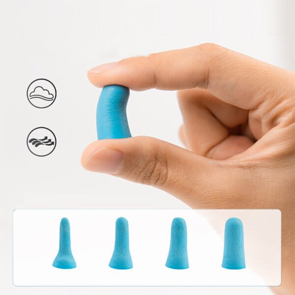 Blue industrial earplugs for noise reduction, ideal for construction and transportation industries