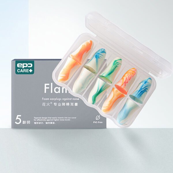 Colorful foam earplugs designed for noise reduction, ideal for personal use in noisy environments such as travel, study, and sleep.